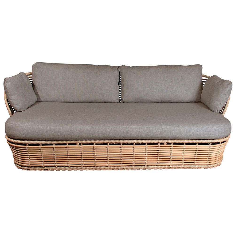 Lounge Sofa Basket Natural Artificial Wicker Incl Light Airtouch Cushion Set