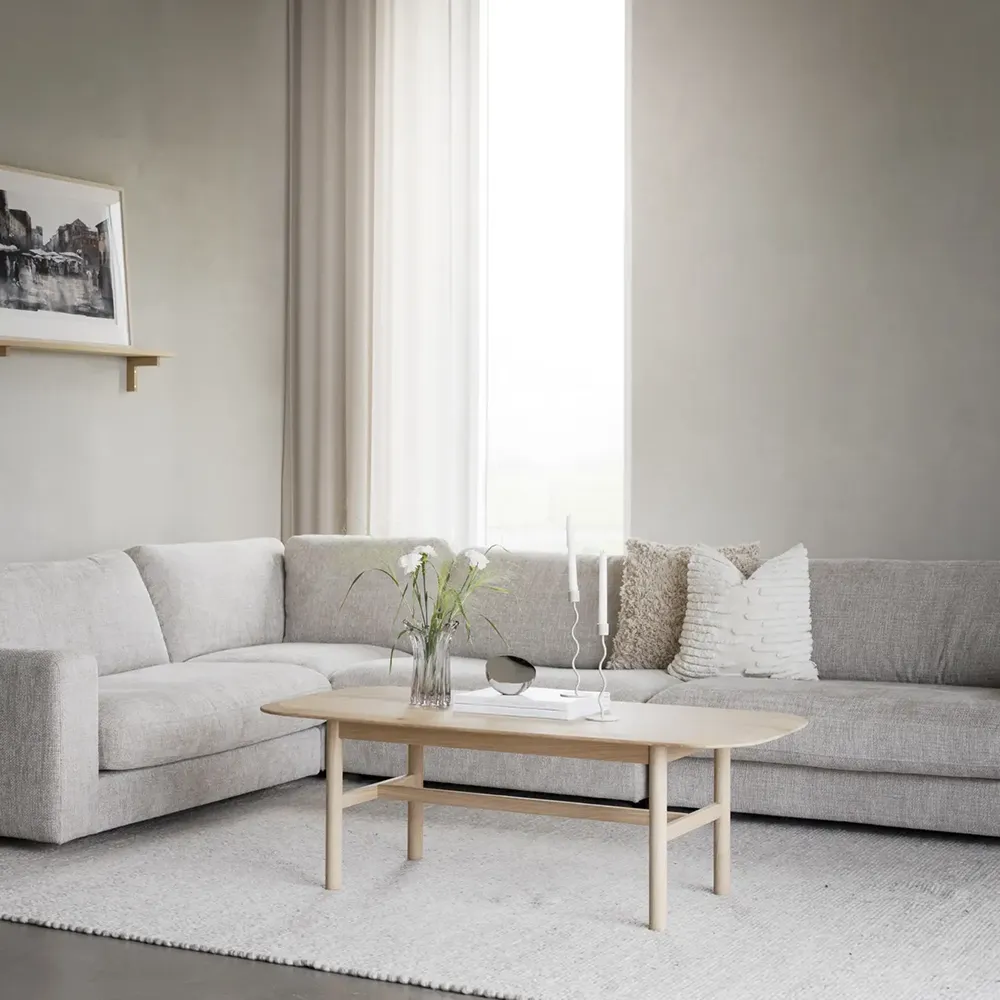 Duncan corner sofa 2+3-seater fabric Robin light grey