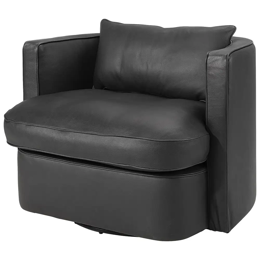 Swivel armchair Joan Anthracite leather