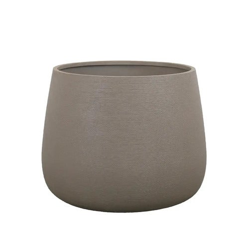 Soil pot rund stor Taupe structure, fiberglas