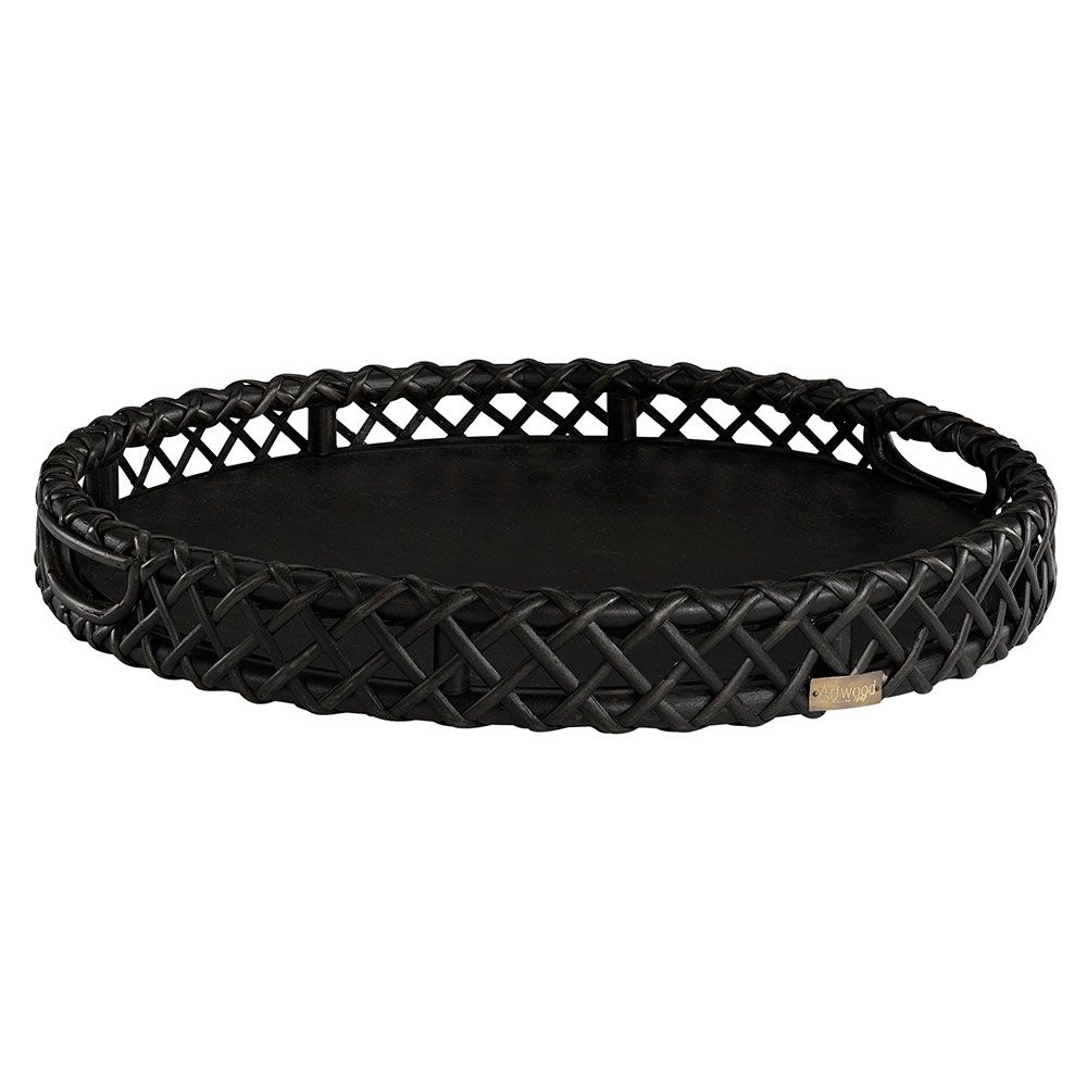 Tray Aspen Ø 50 Cm Black Rattan