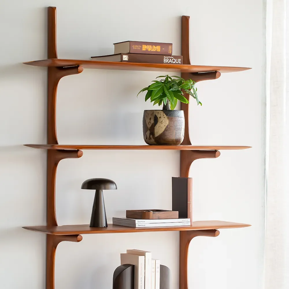PI Wall shelf Mahogany 5 shelves