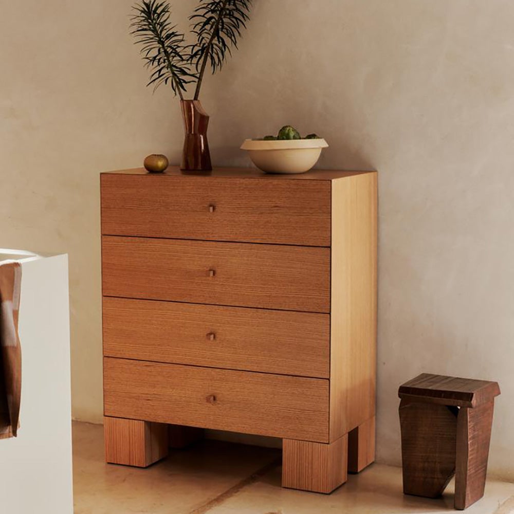 Kuben Drawers 1x4 - Natural Oak Veneer