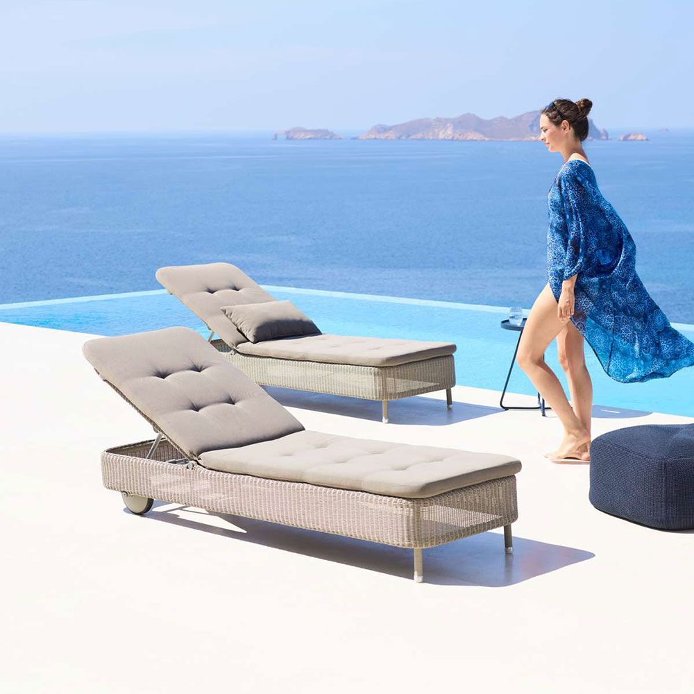 Presley Sunbed Taupe Rattan