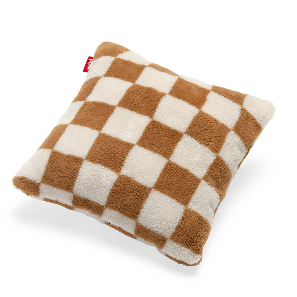 Square Pillow Teddy Chess Almond Creme