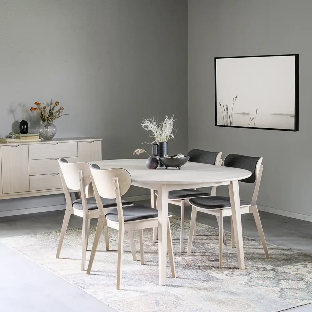 Filippa dining table oval 170-210x105 cm white pigmented oak