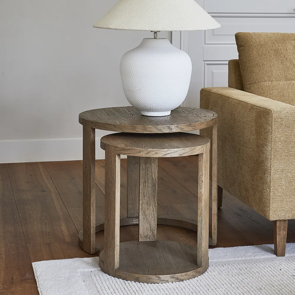 Recycled Oak Side Table Astoria Set of 2
