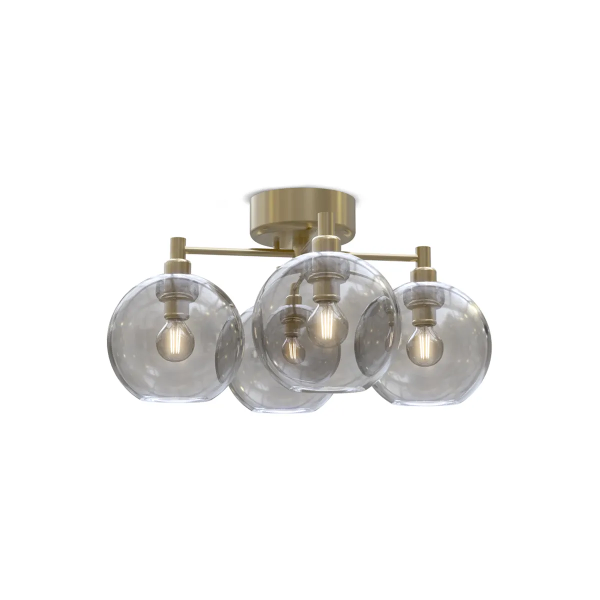 Gloria ceiling light Ø46x37.2xH24 cm metal/glass brass/smoked glass