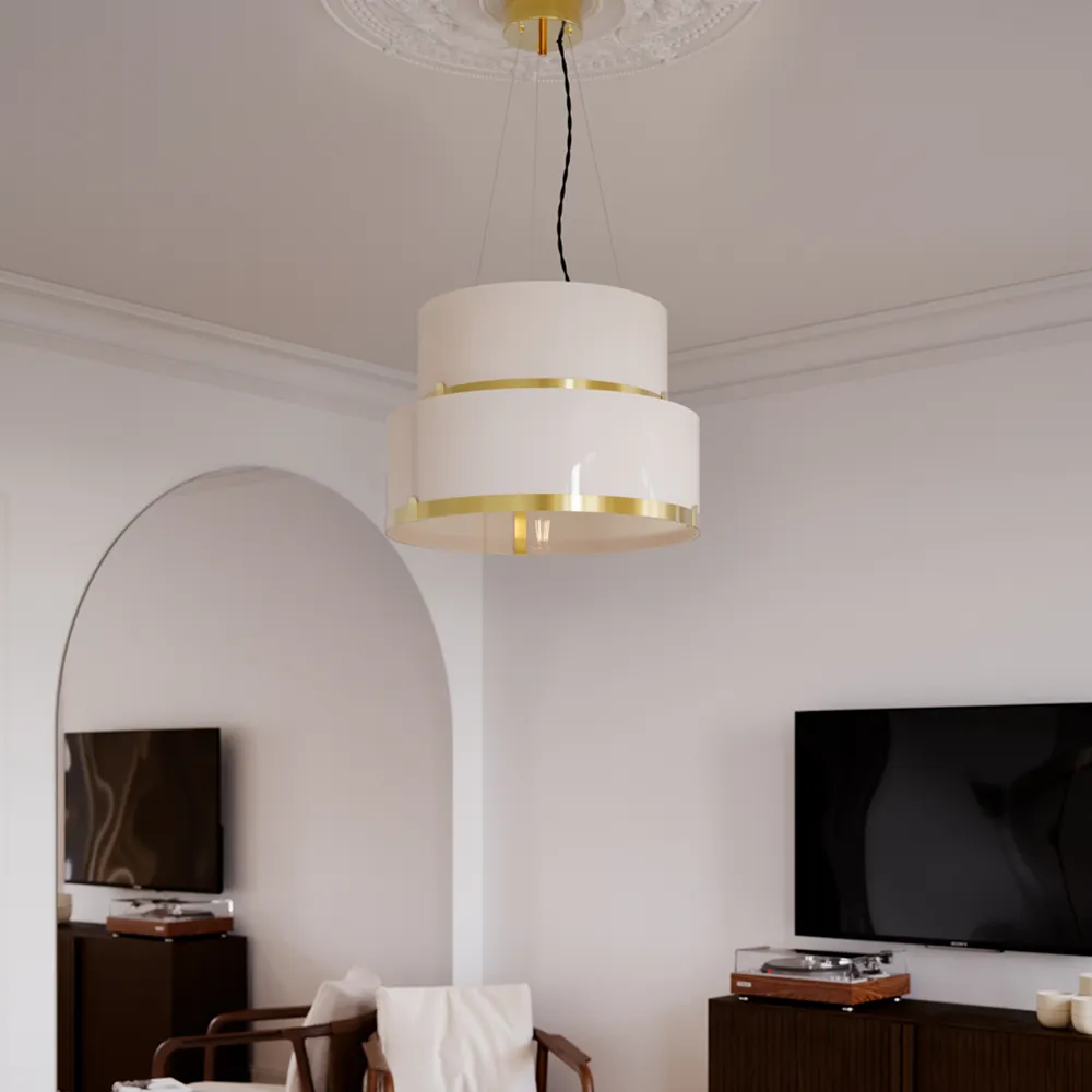 Marcel pendant light Ø50cm brass/white