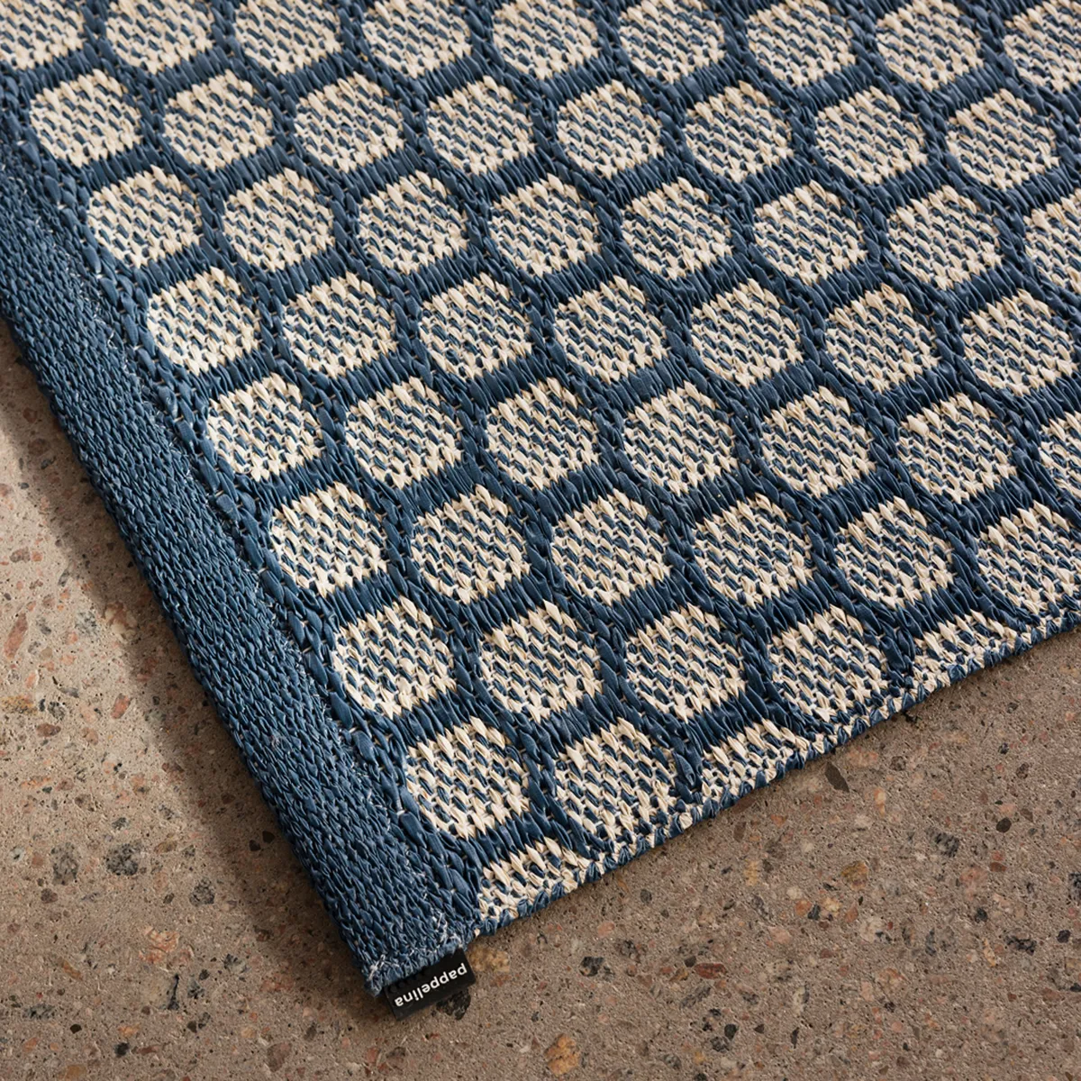 Reversible Plastic Rug MIMI Ocean Blue/Cream 70x300 cm