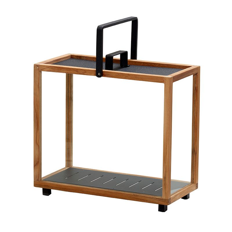 Lighthouse Candle Lantern Grey/Teak Rectangular