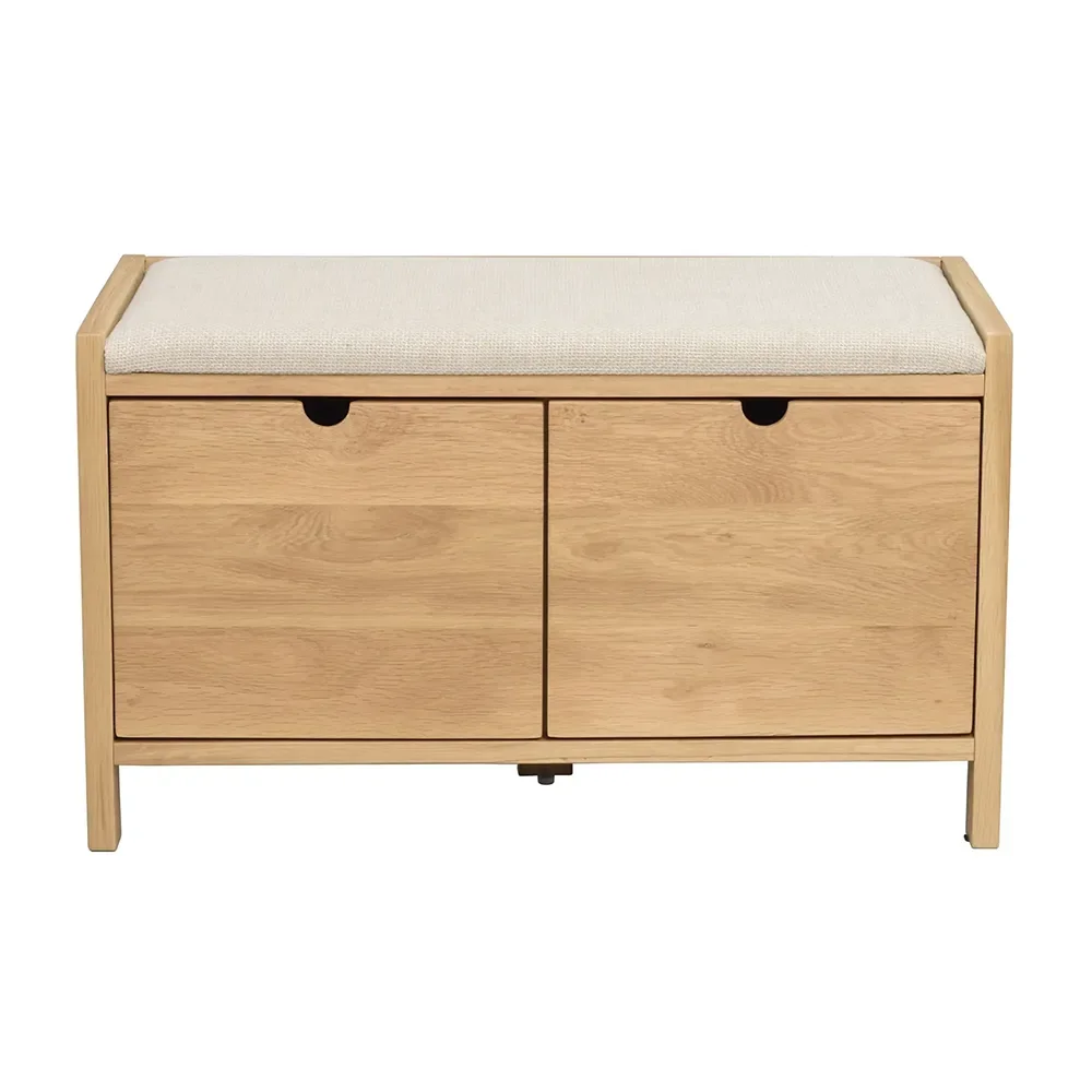 Hillmond storage bench 80 cm oak/beige fabric