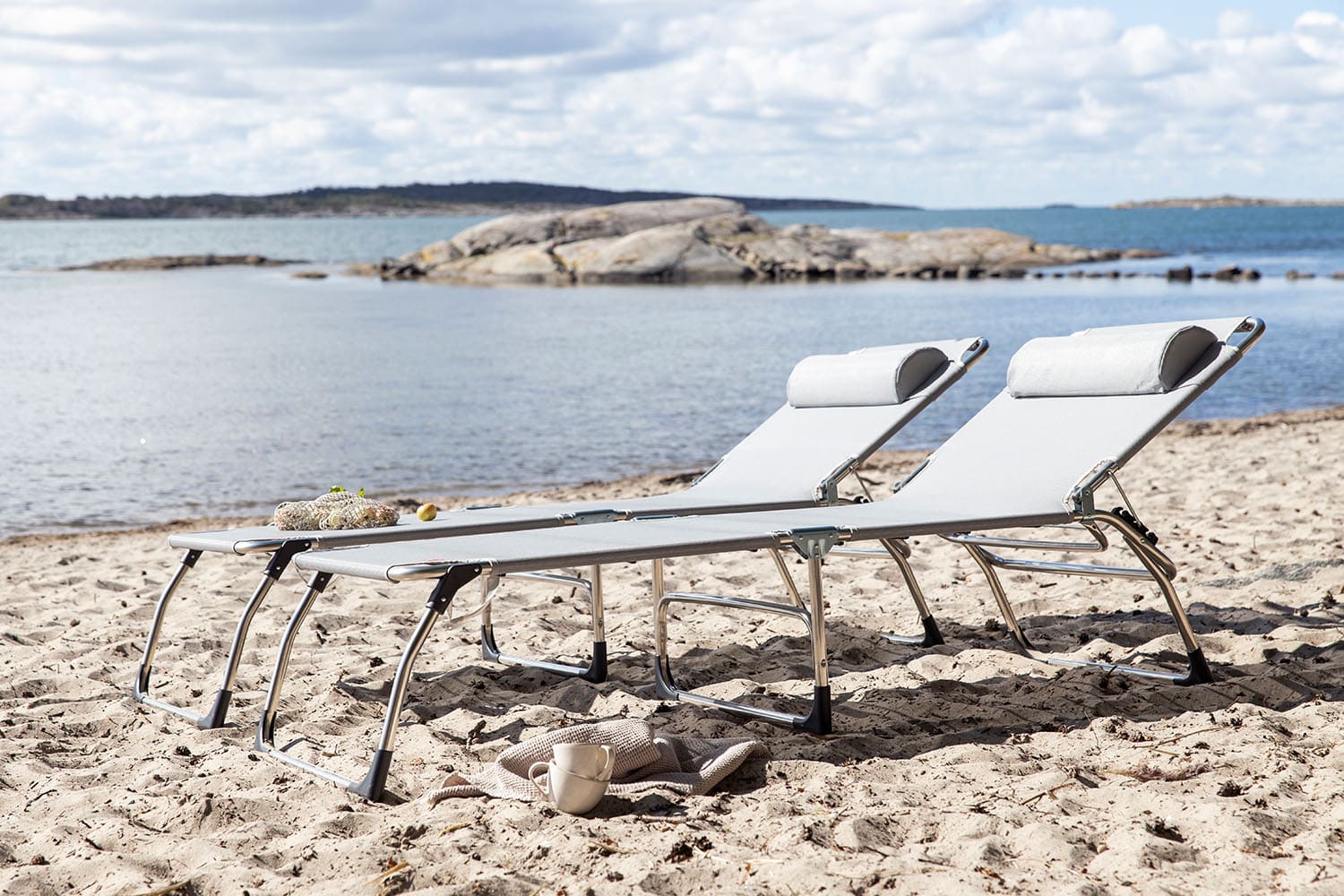 Amigo sunbed xxl grey aluminium/textilene