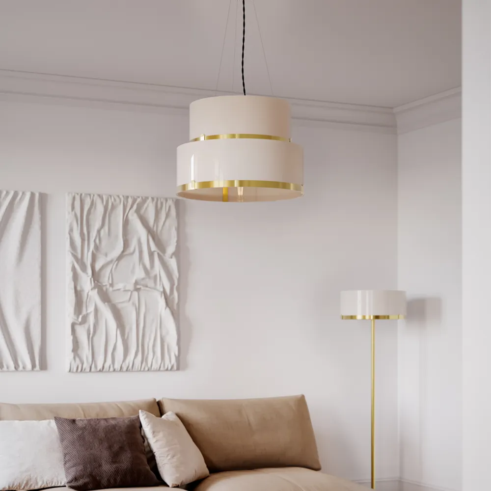 Marcel pendant light Ø50cm brass/white