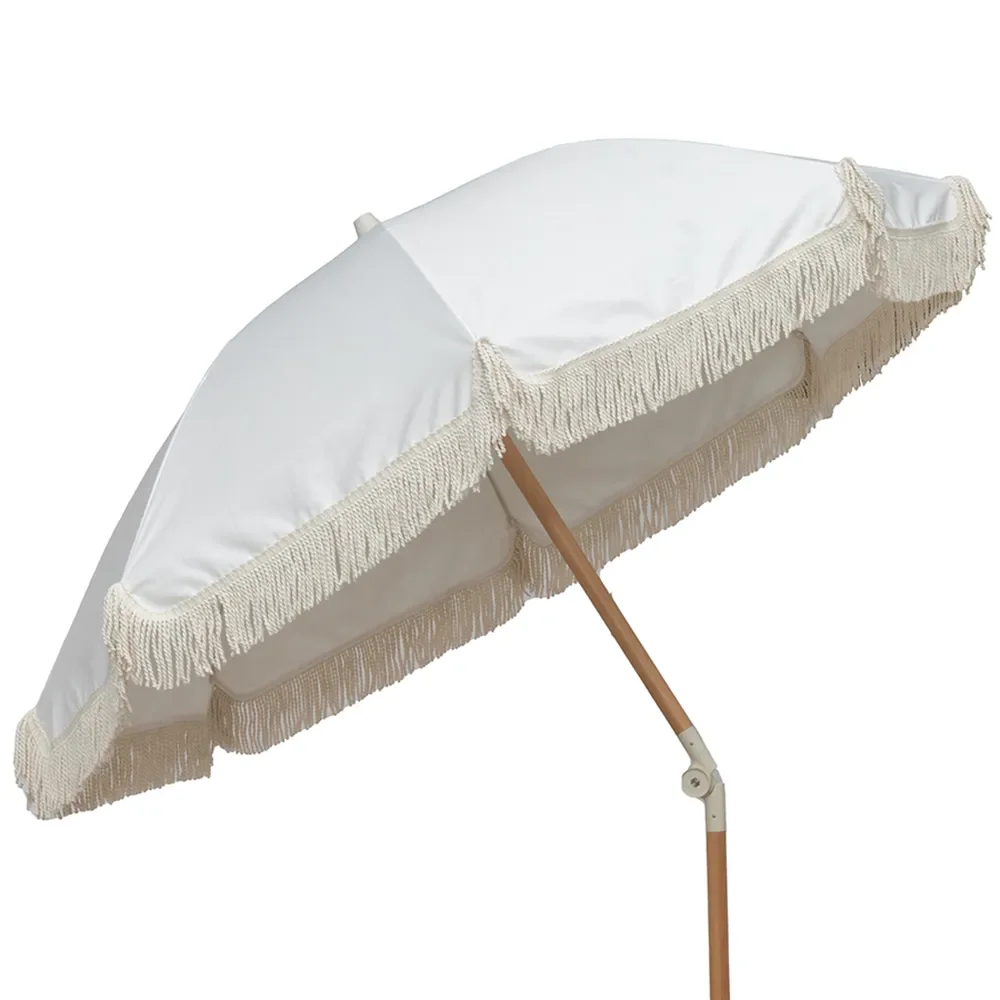  Parasol with fringes Ø200 cm Beige