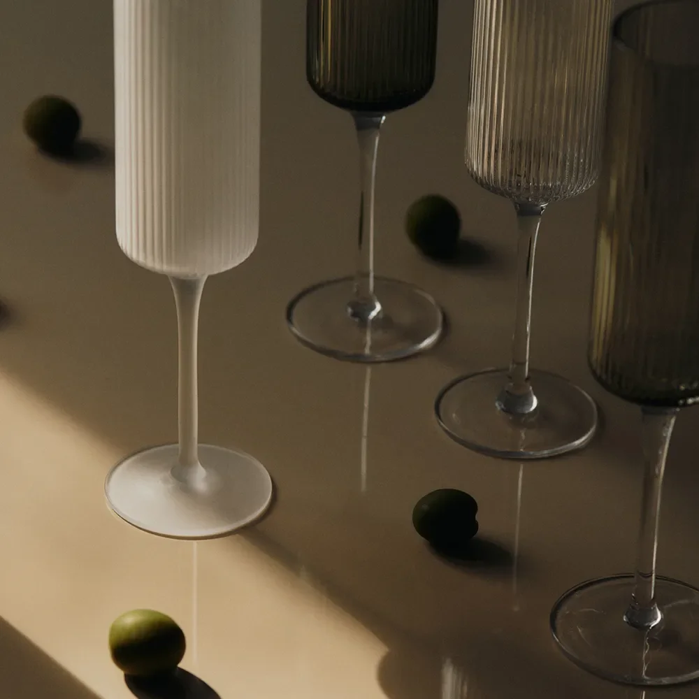 Champagne Glass 2-pack Ripple Frosted