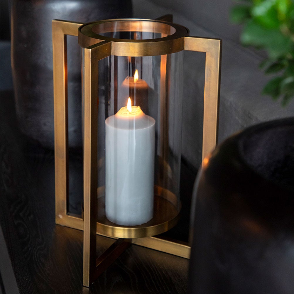 Verano Candle Lantern Large Brass Antique