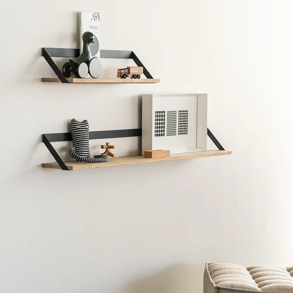 Ribbon Shelf 70x20 cm Oak/Black metal