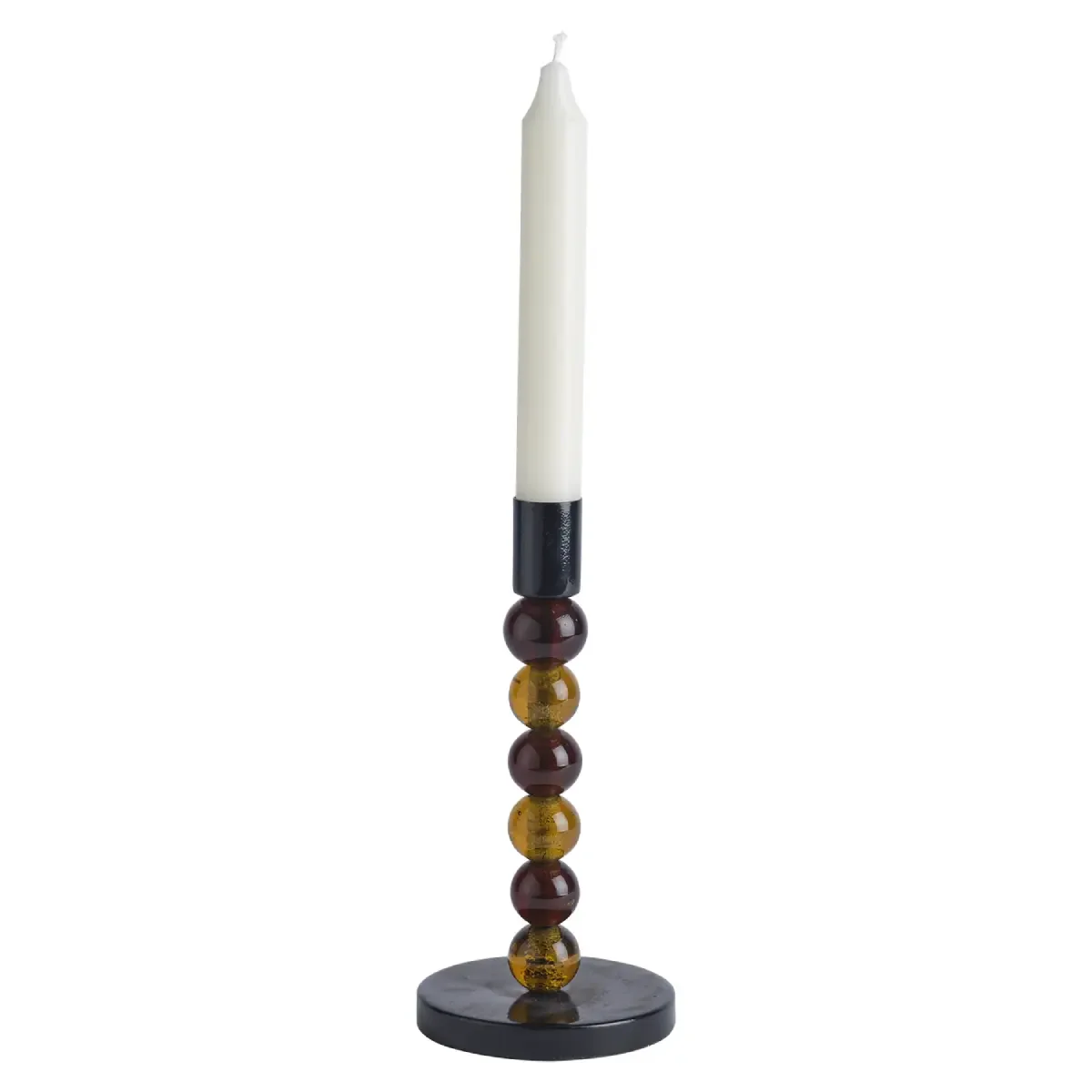 ISABELLE Candlestick H:18.5 cm Brown/Black