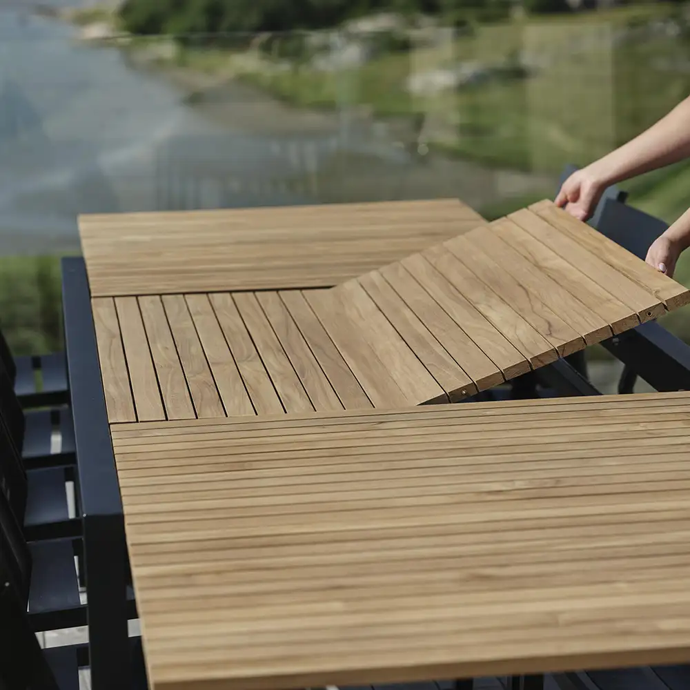 Naos dining table 100x220-320 cm black/teak