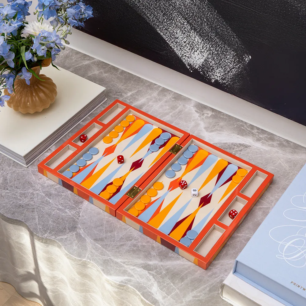 Lacquered Backgammon Red