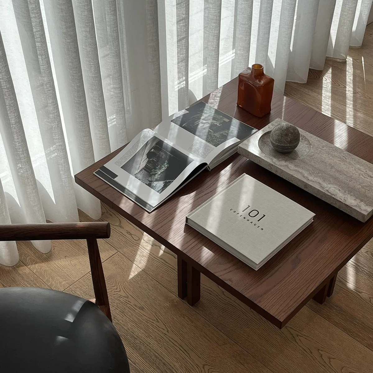 Oak Coffee Table 80x80 Plinth Classic Brown Oak