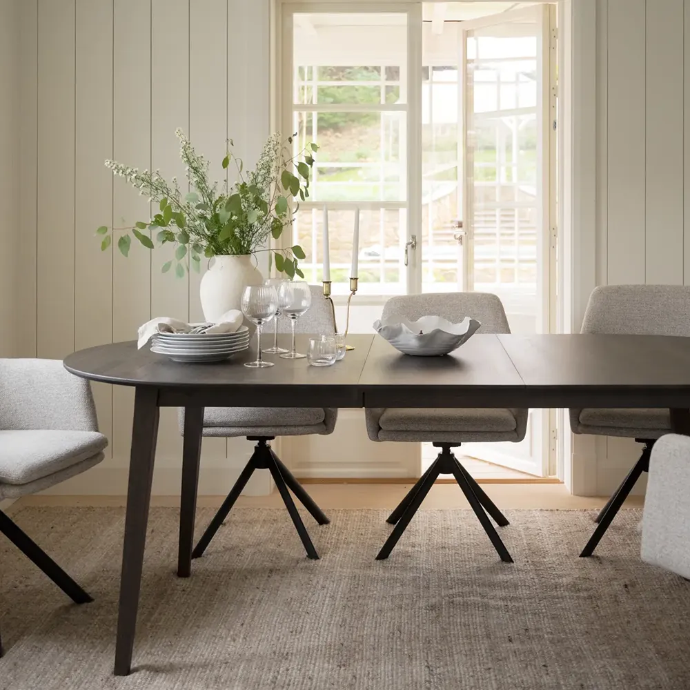 Filippa dining table oval 170-210x105 cm dark brown oak