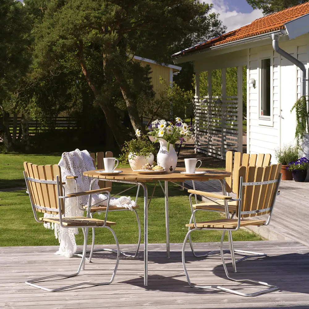 56:an dining table 110 cm galvanised/ teak