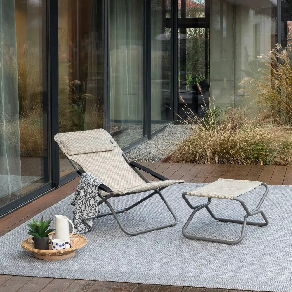 NEXT Js Footstool Bec Toile Porteuse/Tube Acier moka