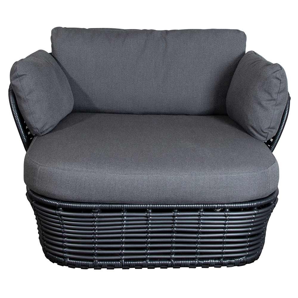 Lounge Chair Basket Graphite Wicker Incl Grey Cane-Line Airtouch Cushion Set