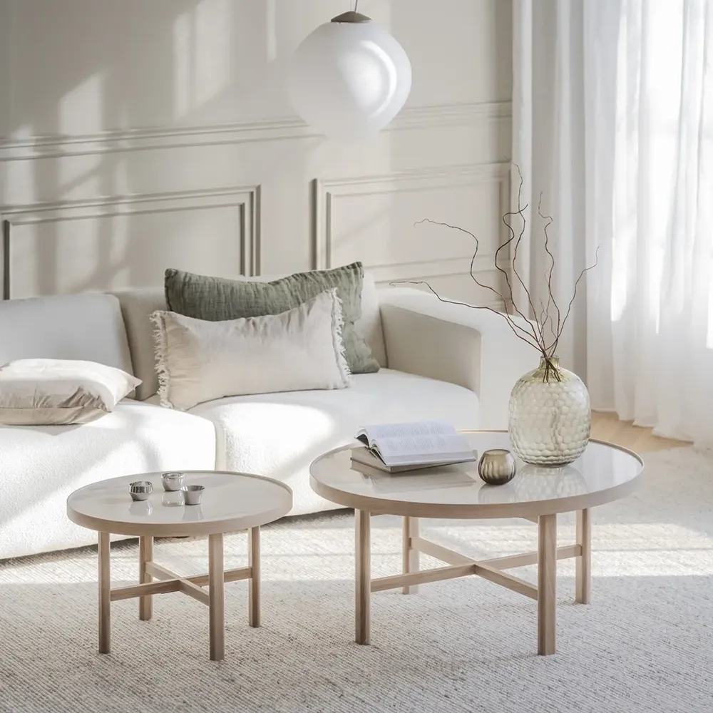 Marsden coffee table Ø90 cm ceramic/white pigmented oak