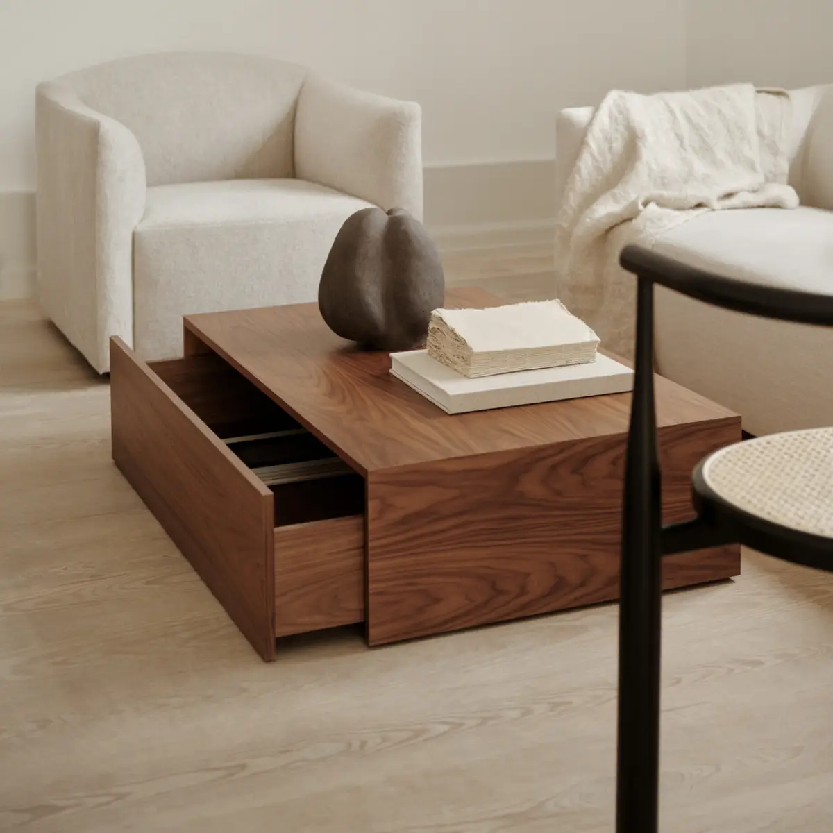 Mass Coffee Table High w. Drawer Walnut