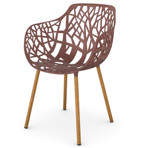 Forest armchair with Iroko upholstered legs Terracotta