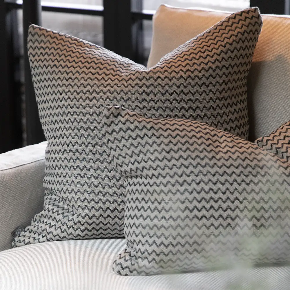 Cushion cover Casa linen/black 50x50