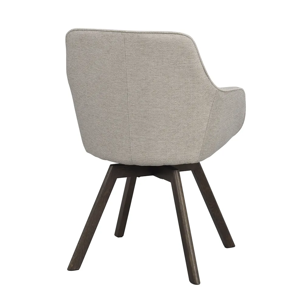 Alison chair with armrests beige fabric/brown oak legs