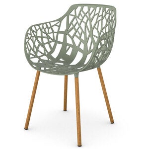 Forest armchair with Iroko upholstered legs Green Tea
