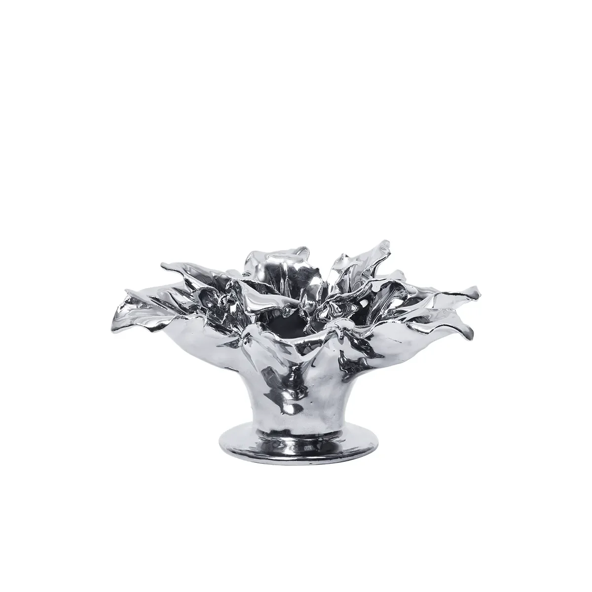 Candle Holder Holly Leaf Silver Ø 12 cm