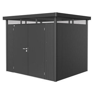 Highline Garden shed double door size h3 metallic dark grey Biohort
