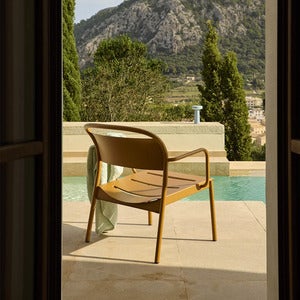 Linear Steel Lounge Armchair Burnt Orange