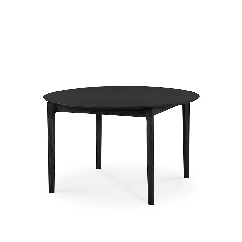 Bok Dining table Ø129-179 Black varnished oak