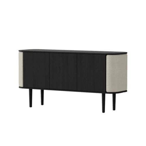 Treasures 3-door cabinet Black Oak/White Sands