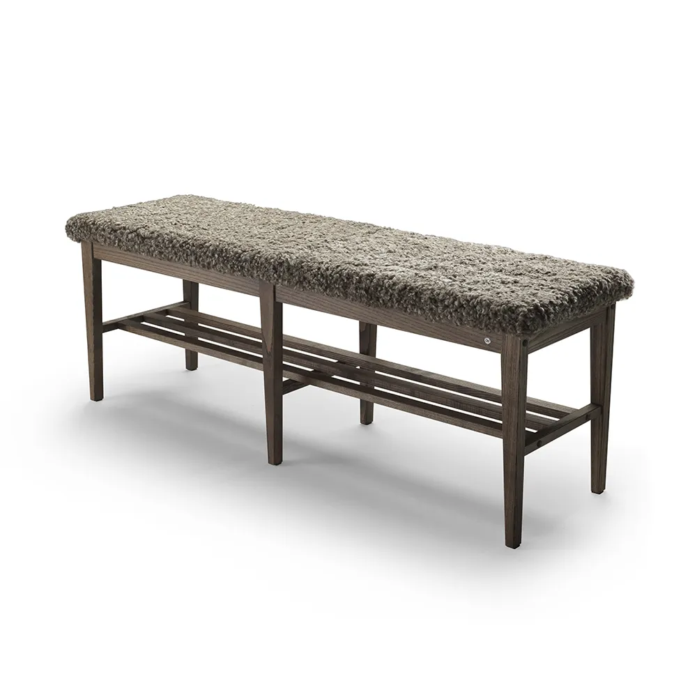 Nadja Bench 130 cm Brown oiled Ash/Sheepskin Sahara