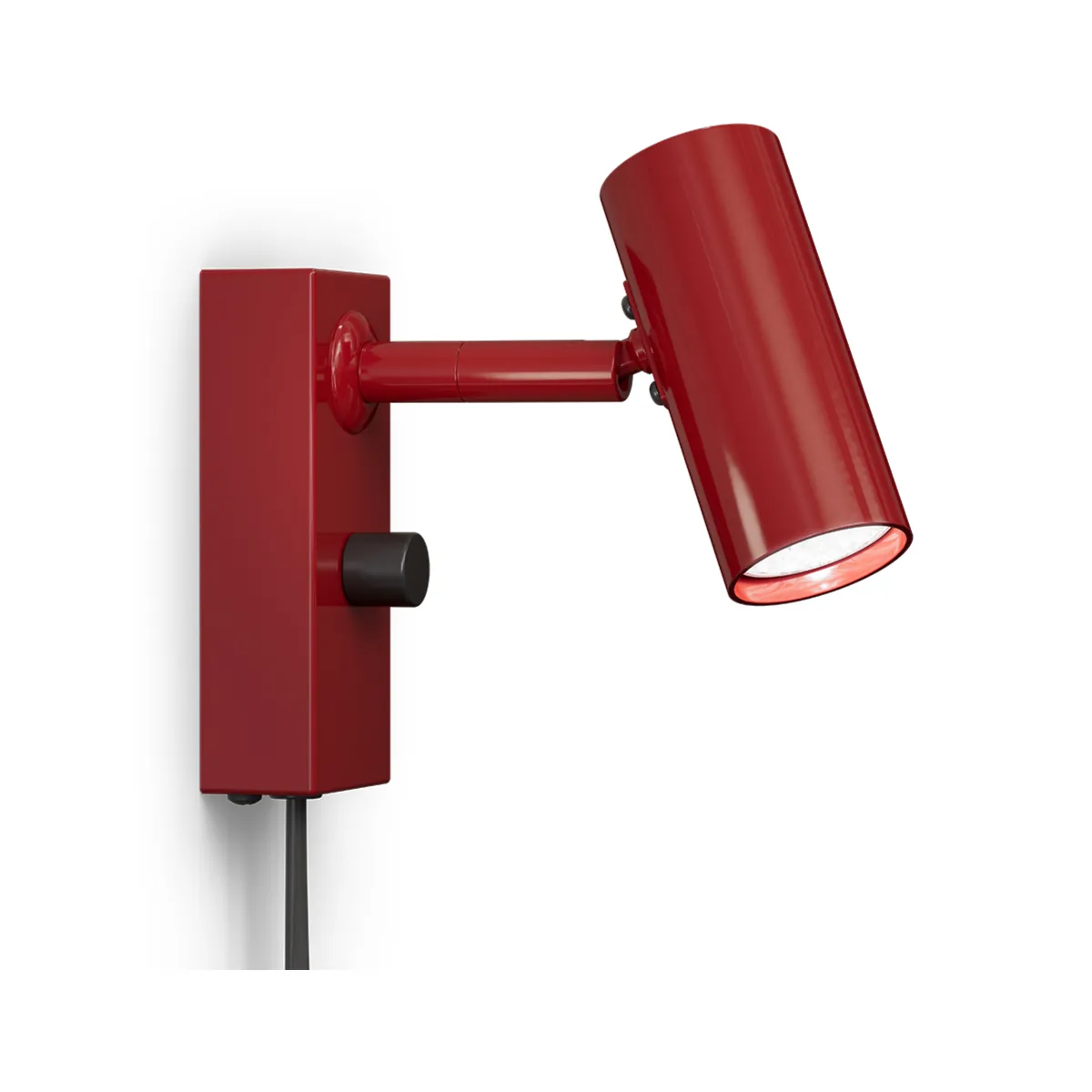 Cato wall lamp single metal gloss ruby red/matt black