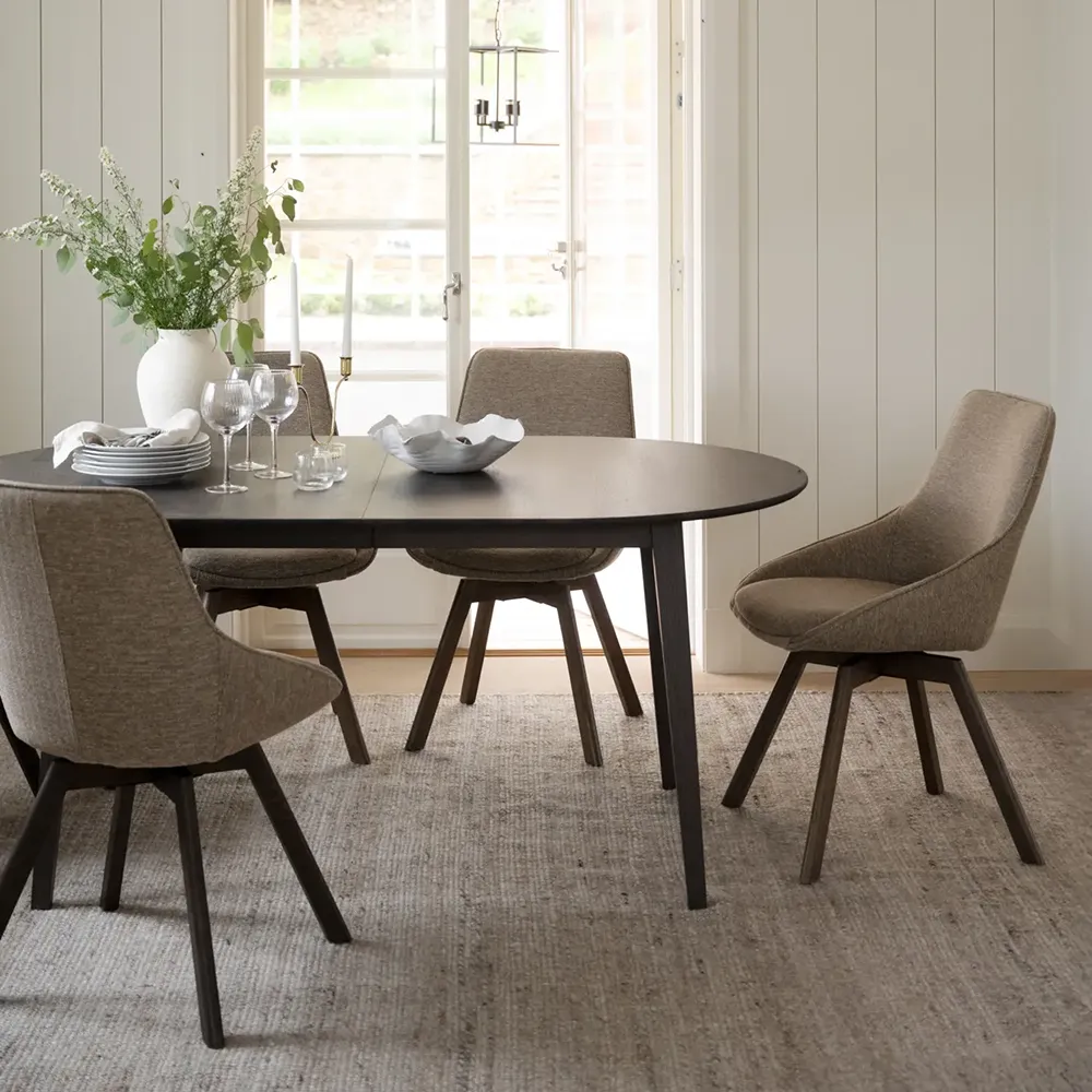 Alison dining chair darkbeige fabric/brown oak legs