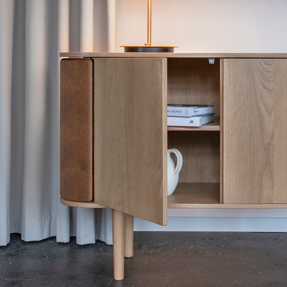  Treasures 2-door cabinet Oak/brown faux leather