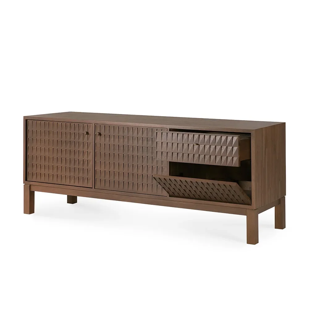 TV Cabinet in Teak Sono Light Brown L160 cm