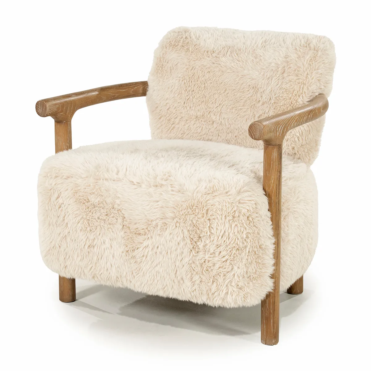 Ash Wood Armchair Glenn Cloud Fur Off White