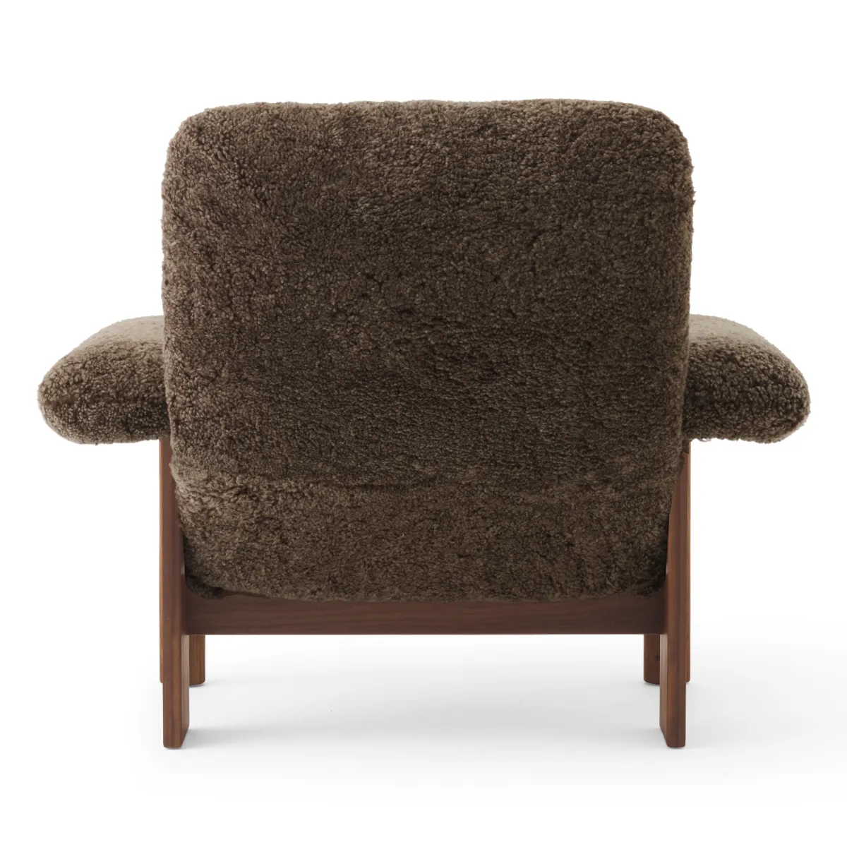 Brasilia Lounge Chair Fully Upholstered High Back Four-Leg Base Solid Walnut Sheepskin Nevotex Root
