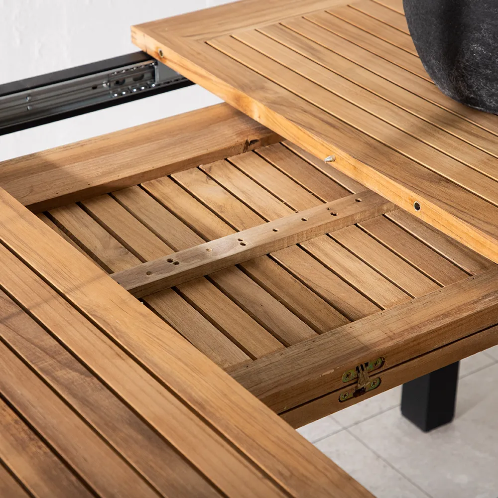 Panama Dining Table 160-240x90 cm Black/Teak