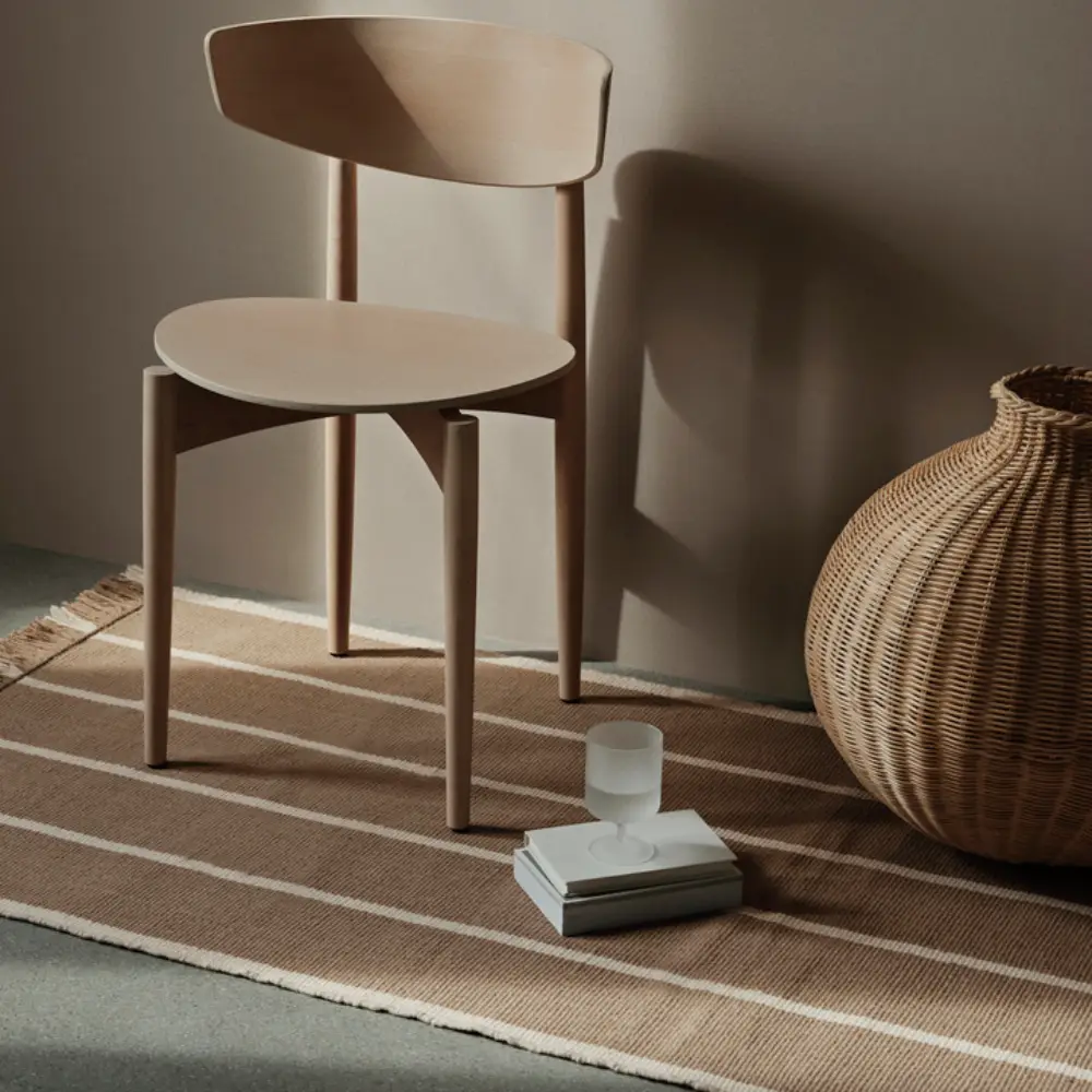 Calm Kelim Mat 80x200 cm- Dark Sand/Off-white